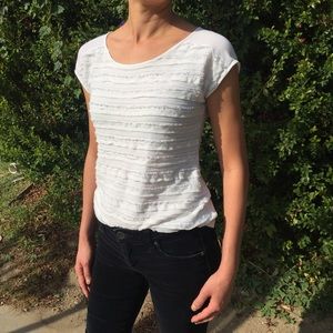 Reiss Lace Trim Detail Top in Off White size XS